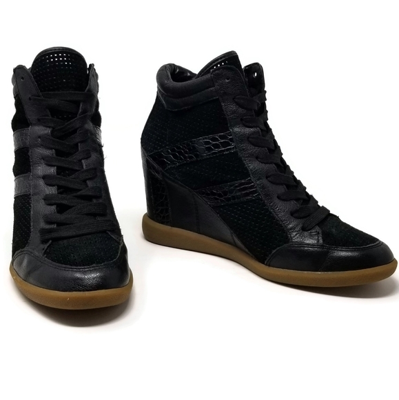 Sam Edelman Shoes - Sam Edelman Bolton Black Leather Wedge Sneaker 9